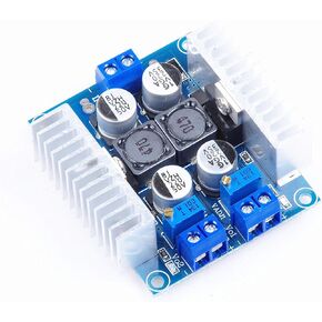 Dual Output Adjustable Buck Converter, LM2596 Dual-way Adjustable Buck Power Module 3A Voltage Step Down Stabilizer Regulator DC 5V-40V to DC 1.25-35V DC 5V 12V 24V Power Supply Board with Heat