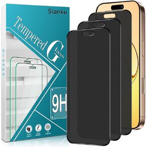 Slanku [3 Pack Matte Privacy Screen Protector for iPhone 16 Pro, Anti Glare, Anti Fingerprint, Anti Spy, Full Coverage Tempered Glass Film