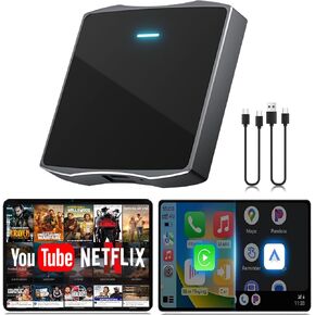 Wireless CarPlay Adapter, 2025 Upgrade Support Netflix/YouTube/TF Card Plug & Play Dongle with Apple Car Play Wireless Adapter Android Auto in Saudi Arabia