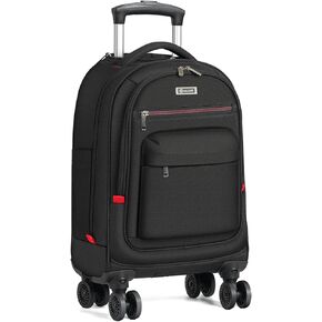Rolling Backpack - 17 Inch Laptop Backpack with 4 Spinner Wheels Water-Resistant Wheeled Backpacks for Adults Carry-On Computer Bag for Overnight Travel College Work Coummute Black