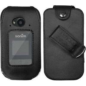 Case with Clip Compatible with Sonim XP3 Plus Phone Model XP3900, Form Fitted Leather Case, Rotating Belt Clip, Built-in Screen & Keypad Protection