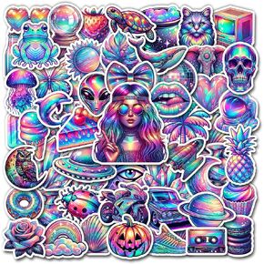 Pack 50 PCS Psychedelic Stickers Graffiti Anime Trippy Sticker Waterproof Vinyl Decals Laptop Skateboard Water Bottle Scrapbooking Phone Luggage Gift Birthday for Adults Teens Girls