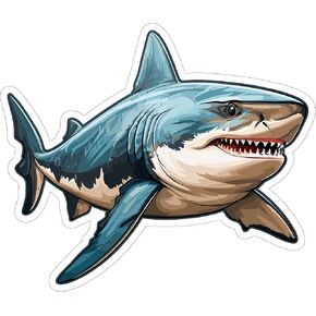 White Shark Sticker 4 Inch - Waterproof Animal Vinyl Decal for Laptop Water Bottle Car Tumbler - Durable Aesthetic Long-Lasting Stickers for Adults ID44990