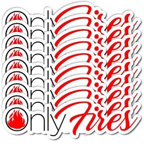 Pack 6PCS Only Fires Stickers Red Fireman Waterproof Vinyl Decals Decor Helmet Hard Hat Toolbox Laptops Phone Water Bottles Tumbler Cars for Firefighter Men Father Dad Adults