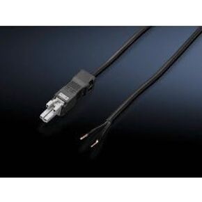Rittal 2500.410, Power supply connector cable, 24VDC, 2-Pole, 18 AWG, Black, 118" Long, Pack of 5