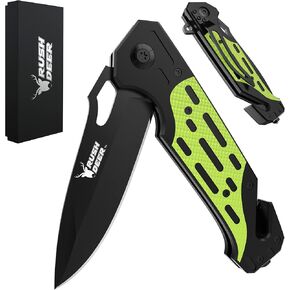 Rush Deer Pocket Knife, Self Defense Knife, Pocket Knife for Men Women Lightweight,EDC Pocket Knives with Clip, Glass Breaker,Christmas Gifts for Men Women Dad Husband