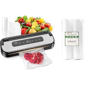 Vacuum Sealer Machine, Food Sealer Dry, Include 20PCS Pre-cut Bags & 1 Bag Roll for Food Storage & 2 Rolls 9" x 197" Commercial Grade BPA Free Bag Rolls