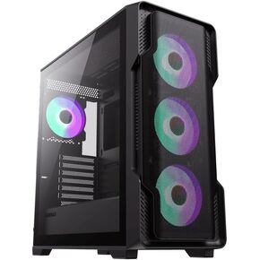 GAMEMAX Siege E-ATX Mid-Tower Gaming Case, Side Tempered Glass Panel, Pre-Installed 4x120mm ARGB Fans, Support 360mm Radiator on Top and Front, Black