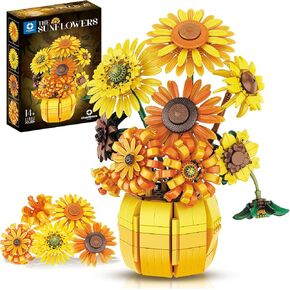 Sunflower Building Set Flowers with Vase Van Gogh Botanical Collection for Adult -1009pcs Compatible with Lego