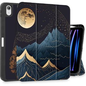 May Chen Case for M3 iPad Air 13 inch Cover with M2 Chip 2025 2024, Tablet Cases Trifold Stand + Pencil Holder + Auto Wake/Sleep + Soft TPU Protective Stand Back Cover, Dahlia Flower