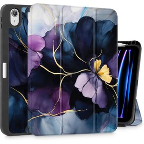 May Chen Case for M3 iPad Air 13 inch Cover with M2 Chip 2025 2024, Tablet Cases Trifold Stand + Pencil Holder + Auto Wake/Sleep + Soft TPU Protective Stand Back Cover, Dahlia Flower in Kuwait
