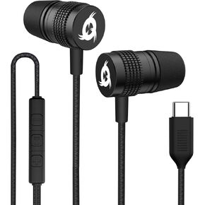 KLIM F1 USB C Earphones + New Version + Excellent Audio Quality + Durable USB C Headphones with Microphone + 5-Year Warranty + Wired USB C Earbuds Compatible Huawei Sony Samsung Headphones Type C