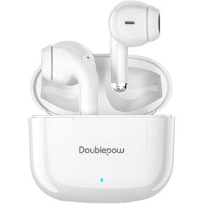 LP40 Pro Wireless Earbuds, Bluetooth 5.3 Headphones with Microphone, Dual Stereo Noise Canceling Headphones, Low Latency, Sports Earbuds, Suitable for Running, Cycling(White)