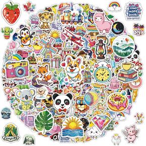 300Pcs Stickers for Kids, Cute Aesthetic Laptop Stickers for Adult, Waterproof Vinyl Stickers for Water Bottle, Laptop Decals, Journal, Scrapbook, Skateboard, Luggage Stickers