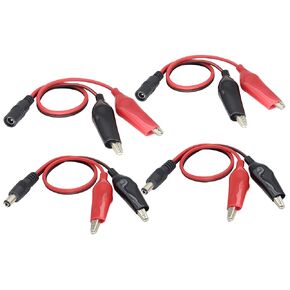 DC 5521Plug to Big Clamp Test Cable, 12V DC Male/Female Jack to Alligator Clip Cable DC5.5mmx2.1mm Cable with Double Alligator Clips for CCTV Camera and Lighting[4pack -9.8inch/25cm]