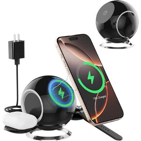 2025 3 in 1 Charging Station Compatible with Mag-Safe Charger iPhone Wireless Charging Stand 16 15 14 13 12 Series AirPods Wireless Charging Station iWatch Series (White)