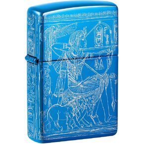 Zippo Lighter: Egyption Hieroglyphics, 360 Photo Image - High Polish Blue 81657