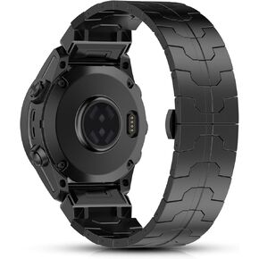 شريط مشاهدة المعادن متوافق مع Garmin Fenix ​​8/7/6 Pro/5 Plus ، حزام ساعة الفولاذ المقاوم للصدأ العمل المتاح لجارمين فينيكس E 7 5 6/Forerunner 935/945/Epix Gen 2 (Black)