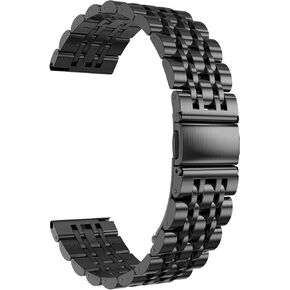 TiMOVO 22mm Metal Band Compatible with Samsung Galaxy Watch 3 45mm/Gear S3 Frontier/Classic/Huawei GT4 46mm/Garmin Vivoactive 4/Venu 2, Quick Release Stainless Steel Metal Straps for Women Men, Black