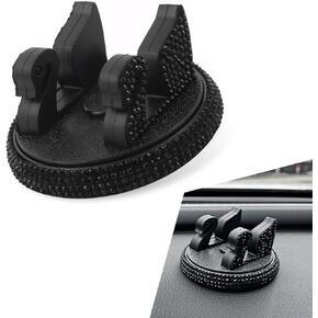 1 PC Bling Car 360-degree Adjustable Phone Holder, 2.95" x 1.58" Self-Adhesive ABS Center Console Data Cable Storage Holder, One-Handed Operation Accessory, Suitable for Most Cars (Silver)