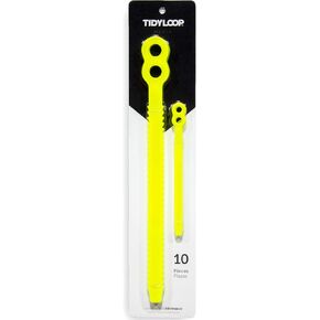 Brand Reusable Fasteners, Multipurpose Ties, Hook and Loop cable management, 10 Piece Pack, 5.5" & 11 (Neon Yellow)