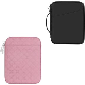 9-11 Inch Tablet Carrying Sleeve, Black(PU)+Pink(Fabric), 2Pcs