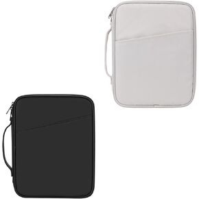 9-11 Inch Tablet Carrying Sleeve, Black(PU)+White Gray(Fabric), 2Pcs
