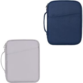 9-11 Inch Tablet Carrying Sleeve, Gray(PU)+Navy Blue(Fabric), 2Pcs