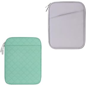 8-9 Inch Tablet Sleeve Bag, Grey(PU)+Green(Fabric), 2Pcs