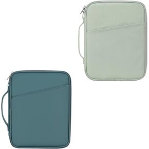 9-11 Inch Tablet Carrying Sleeve, Teal Blue(PU)+Green(Fabric), 2Pcs