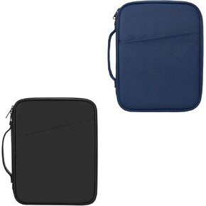 9-11 Inch Tablet Carrying Sleeve, Black(PU)+Navy Blue(Fabric), 2Pcs