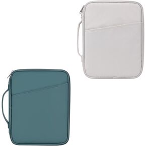 9-11 Inch Tablet Carrying Sleeve, Teal Blue(PU)+White Gray(Fabric), 2Pcs