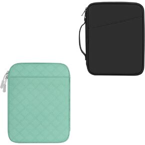 9-11 Inch Tablet Carrying Sleeve, Black(PU)+Green(Fabric), 2Pcs