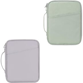 9-11 Inch Tablet Carrying Sleeve, Gray(PU)+Green(Fabric), 2Pcs