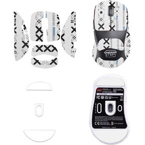 Mouse Grip Tape for Cherry XTRFY M64/M64 Pro, Rounded Curved Edges Mouse Feet Skates,Self-Adhesive PreCut Sweat-Resistant Professional Mice Upgrade Kit(Foot pad + White Mouse Grip Tape)