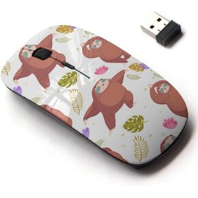 2.4G Wireless Mouse with Cute Pattern Design for All Laptops and Desktops with Nano Receiver - Cartoon Sloth