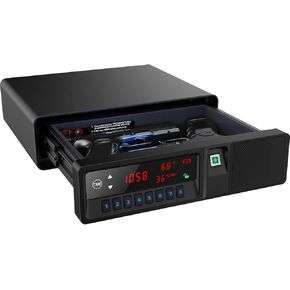 Slide-Away Pistol Handgun Quick Access Gun Safe with LCD Display of Temp,Humidity,Time,Low Battery Warning,Unlock State,Drawer Safe for Nightstand Bedside Home