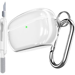 RFUNGUANGO Compatible with Sony WF-1000XM5 Protective Case with Keychain/Cleaning Tool, Soft TPU Transparent Protective Case, (for Sony WF1000XM5 True Wireless Earbuds) -Clear White
