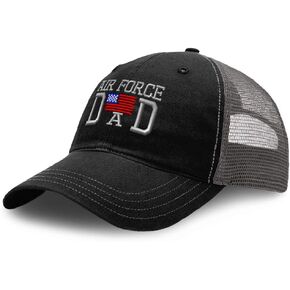 Richardson Trucker Mesh Hat Air Force Dad B Embroidery Cotton Dad Hats for Men & Women Snapback Black Charcoal