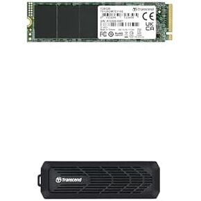Bundle of Transcend TS128GMTE110S 128GB M.2 NVMe PCIe Gen3x4 MTE110S Internal Solid State Drive + Transcend M.2 PCIe/SATA SSD Upgrade Kit, Compatible with M Key/B+M Key, Type-A/Type-C - TS-CM10G