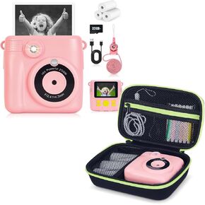 Kids Instant Print Camera Pink *1 and Black Camera Case *1