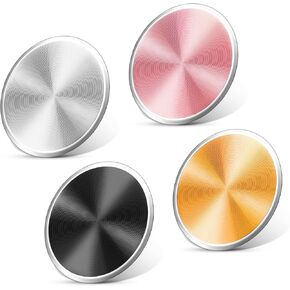 Mount Metal Plates for Magnetic Phone Holder, 4 Pack Replacement Circular Patch of Magnetic Cell Phone Mount, Universal Round Metal Disc with Self-Adhesive Sticker for Mobile Phones(4 Colors)