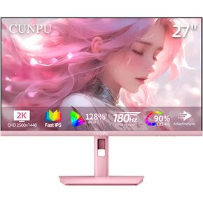 Pink Computer Monitor, 27 inch 1080p 165Hz (Supports 144Hz) Kawaii Gaming Monitor, VA Panel 1500R Curved PC Monitor, AMD Free-Sync, Built-in Speaker, Tilt Adjustment, HDMI, DisplayPort, R27FP in Kuwait