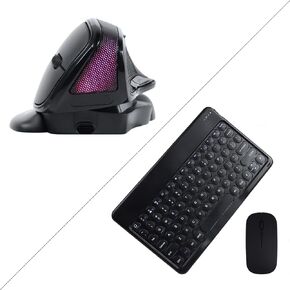 Wireless Mouse Large Angle Adjustable Ergonomic Vertical Mouse Cordless Mice for PC Laptop Computer Macbook,3600 DPI,Removable Palm Rest,RGB Light,Wireless Bluetooth Keyboard and Mouse Combo