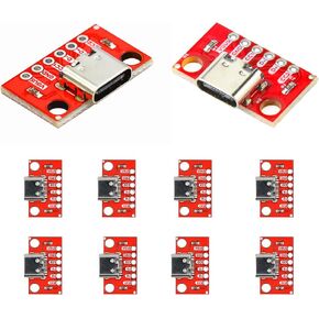 10 Pcs USB 3.1 Type C Female Breakout Board DIY, 6 Pin 2.54mm/0.1" Type C DIY Breakout Board with PCB Converter Board