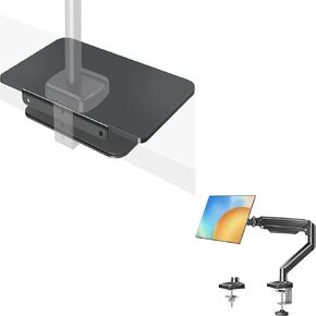 Monitor Arm Single for 13-32 inch, 4.4-19.8 lbs Computer Screens + Monitor Mount Reinforcement for Tempered Glass Desk