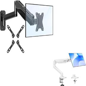 Monitor Arm Single for 13-32 inch, 4.4-19.8 lbs Computer Screens, Monitor Stand for Desk + Monitor Wall Mount for 17-35 Inch Computer Screen