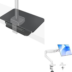 Monitor Arm Single for 13-32 inch, 4.4-19.8 lbs Computer Screens + Monitor Mount Reinforcement for Tempered Glass Desk