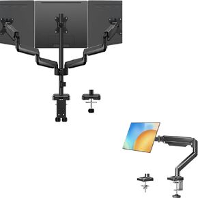 Monitor Arm Single for 13-32 inch, 4.4-19.8 lbs Computer Screens + Triple Monitor Mount, 3 Monitor Desk Mount for 17''-32'' Screens