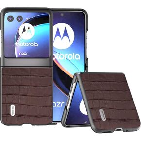 for Motorola Razr+ 2023 Case,Motorola Razr Plus 2023 Phone Case, Slim Thin Crocodile Pattern Leather Protective Flip Cover Case Compatible with Motorola Razr+ 2023 -Brown